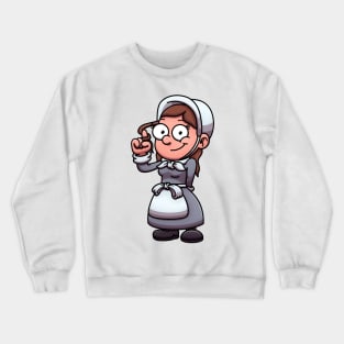 Cartoon Girl Wearing Pilgrim Clothes Crewneck Sweatshirt